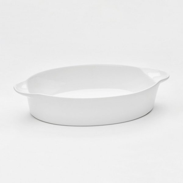 van Well Auflaufform Backform oval, 35 x 23 x 6,7 cm, Porzellan, (1-St), weiß glänzend, spülmaschinen- und mikrowellengeeignet