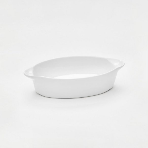 van Well Auflaufform Backform oval, 23,5 x 13,5 x 5,5 cm, Porzellan, (1-St), weiß glänzend, spülmaschinen- und mikrowellengeeignet