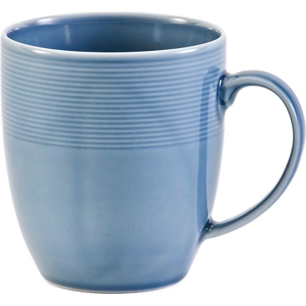 van Well Becher Kaffeebecher Jive, 400 ml, 6 Stück, 6-tlg., Porzellan, dezentes Spiraldekor, spülmaschinen-und mikrowellengeeignet