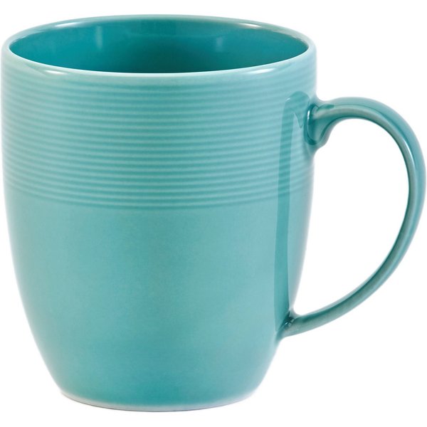 van Well Becher Kaffeebecher Jive, 400 ml, 6 Stück, 6-tlg., Porzellan, dezentes Spiraldekor, spülmaschinen-und mikrowellengeeignet