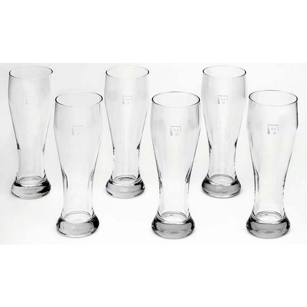 van Well Bierglas Weizenbierglas, 6-tlg., Glas, 0,5 L, geeicht, spülmaschinenfest, Gastronomiequalität, 6-tlg.