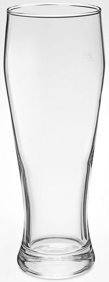 van Well Bierglas Weizenbierglas, 6-tlg., Glas, 0,5 L, geeicht, spülmaschinenfest, Gastronomiequalität, 6-tlg. – Bild 2 von 3