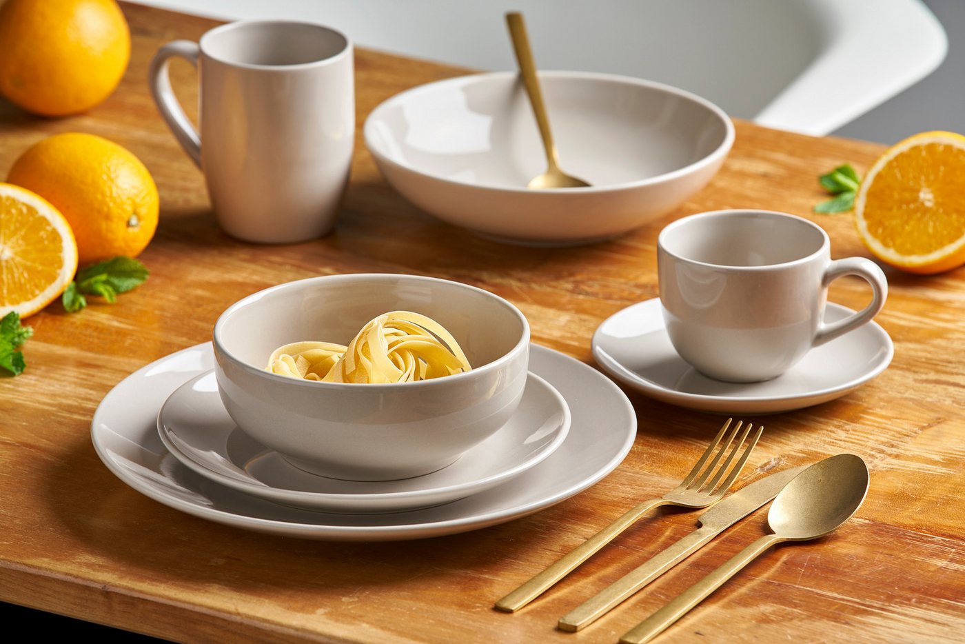 van Well Dessertteller Malmö, Teller 20 cm, 6 Stück, (6 St), Teller Set, Steingut, spülmaschinen-/mikrowellengeeignet – Bild 4 von 5
