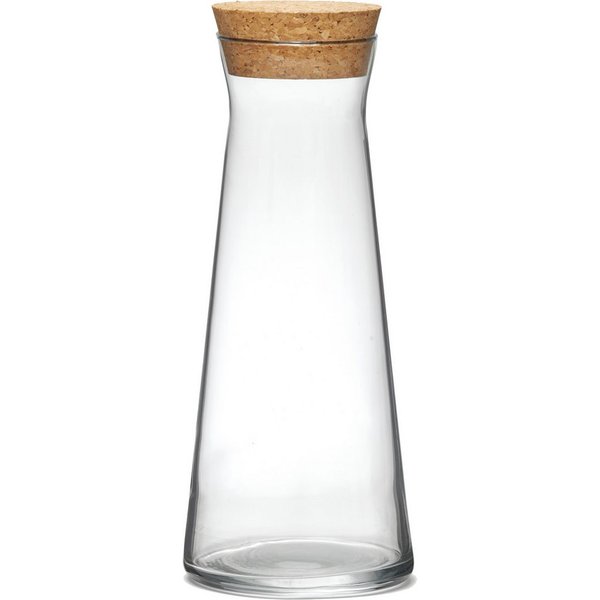 van Well Karaffe Glas-Karaffe mit Korkdeckel "Eco", 1,0 Liter, (1-tlg), ideal für Wasser, Saft oder Limonade