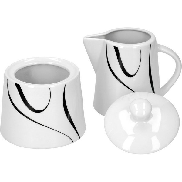 van Well Milch- und Zuckerset Kaffeeergänzungsset Milchkännchen & Zuckerdose Galaxy, Porzellan