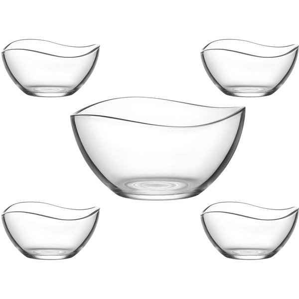 van Well Schüssel Malaga, Glas, (Set, 5-tlg), mit wellenförmigen Rand