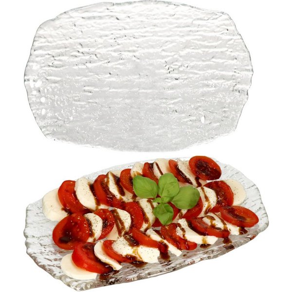 van Well Servierplatte 2er Set St. Tropez Servierplatte Glas rechteckig 25,5 x 17,0 cm, Glas