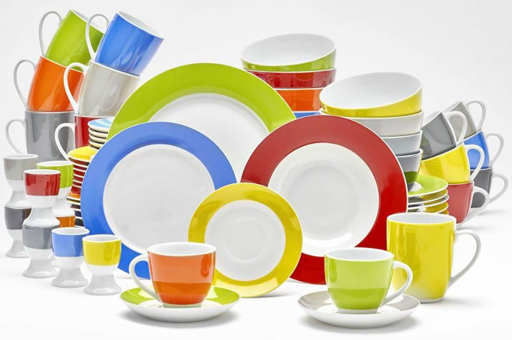 van Well Suppenteller Teller Set, Vario, (6 St), Porzellan, spülmaschinen- und mikrowellengeeignet, Ø 21,5 cm – Bild 5 von 5