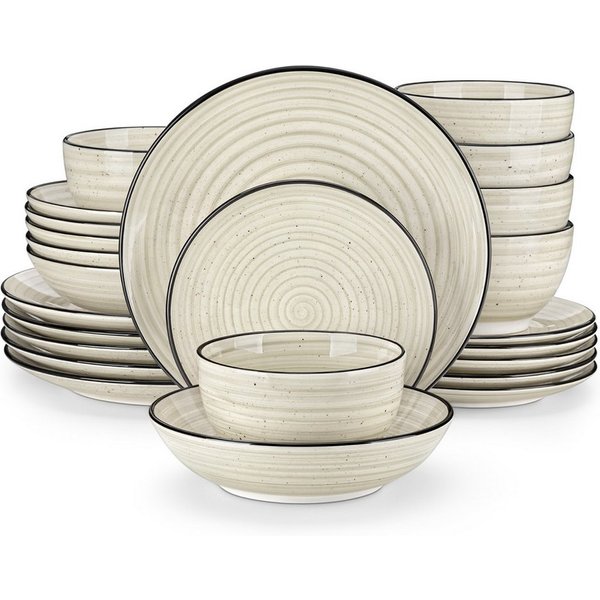 vancasso Geschirr-Set Gerschirrset, Steingut Tafelservice, für 6/4 (24-tlg), 6 Personen, Steingut