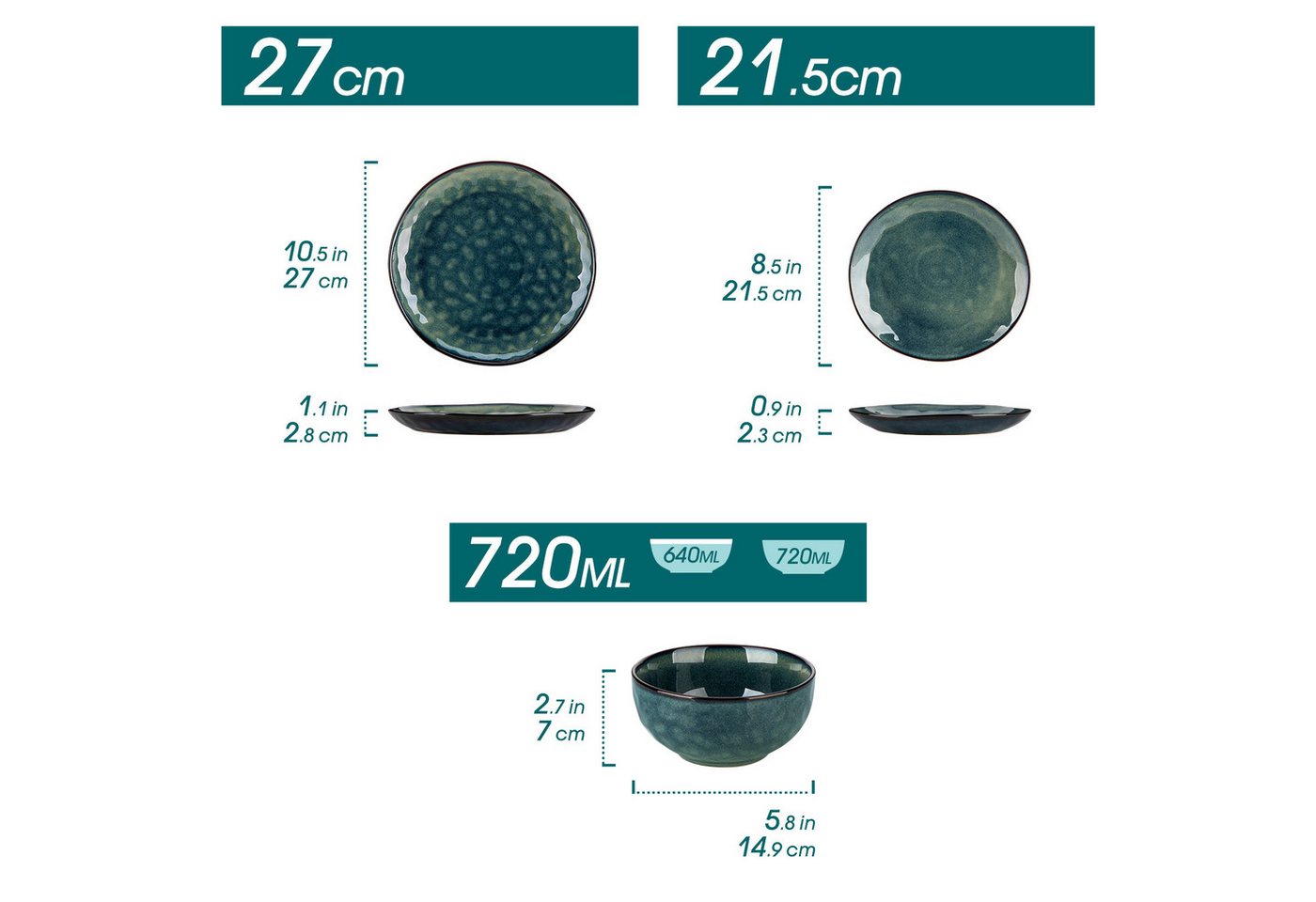 vancasso Geschirr-Set Kombiservice, für 4/6, Steingut, Reaktivglasur (12-tlg), 4 Personen, Steingut – Bild 2 von 5