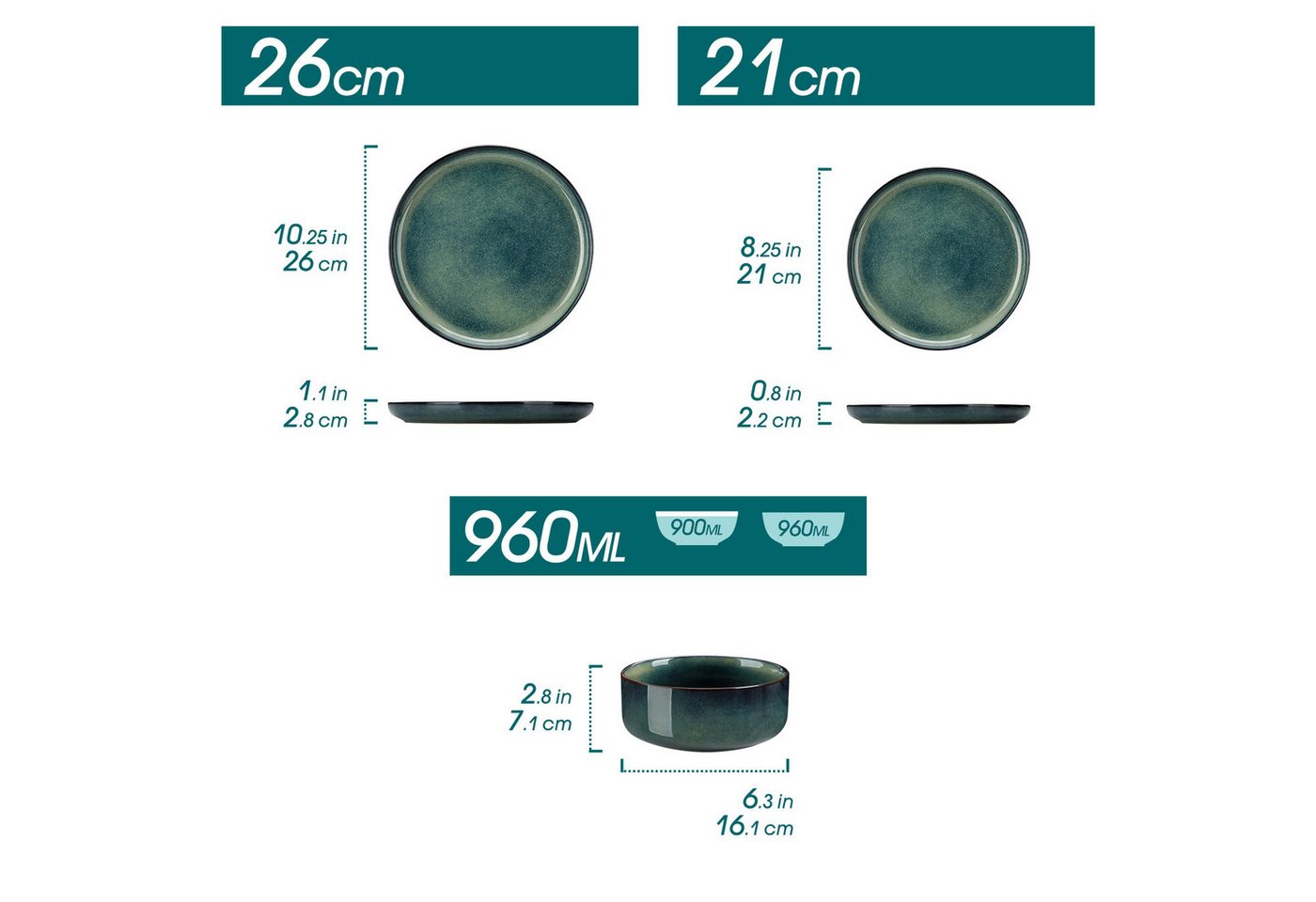 vancasso Geschirr-Set Kombiservice, für 4/6, Steingut, Reaktivglasur (18-tlg), 6 Personen, Steingut – Bild 2 von 5