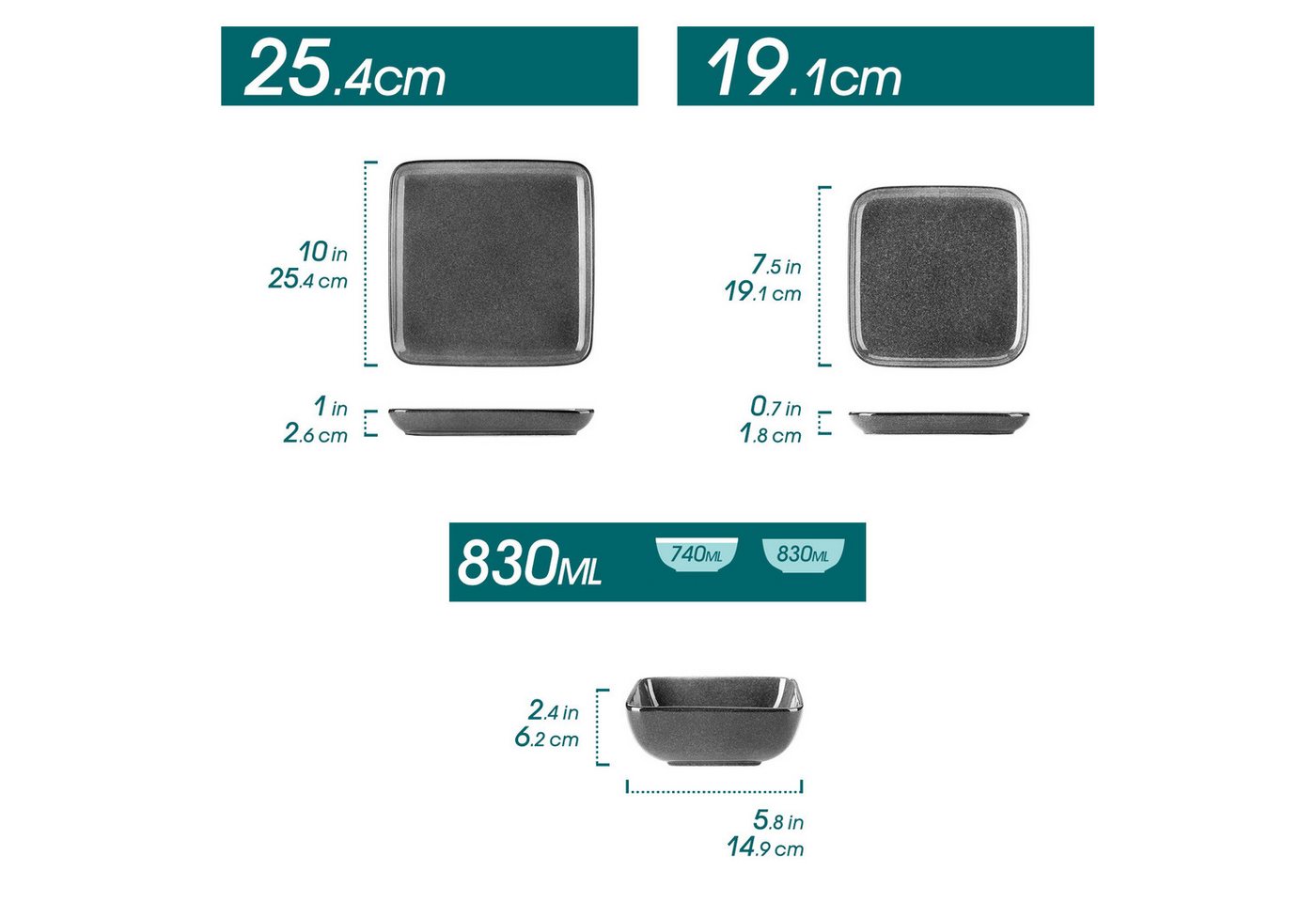 vancasso Geschirr-Set Kombiservice, für 4, Steingut, Reaktivglasur (12-tlg), 4 Personen, Steingut – Bild 2 von 5