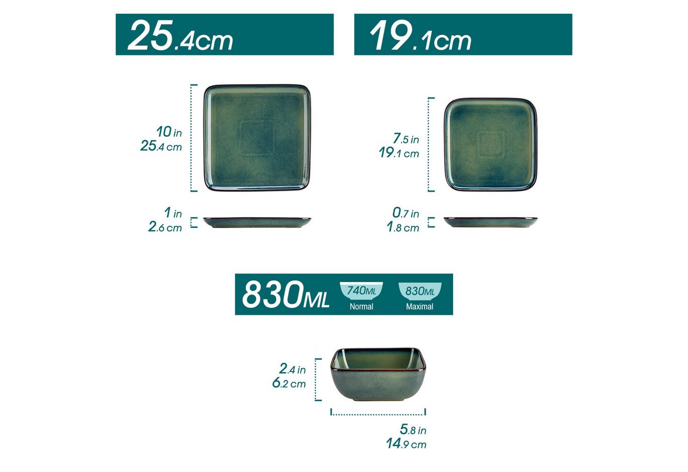 vancasso Geschirr-Set Kombiservice, für 4, Steingut, Reaktivglasur (12-tlg), 4 Personen, Steingut – Bild 2 von 5