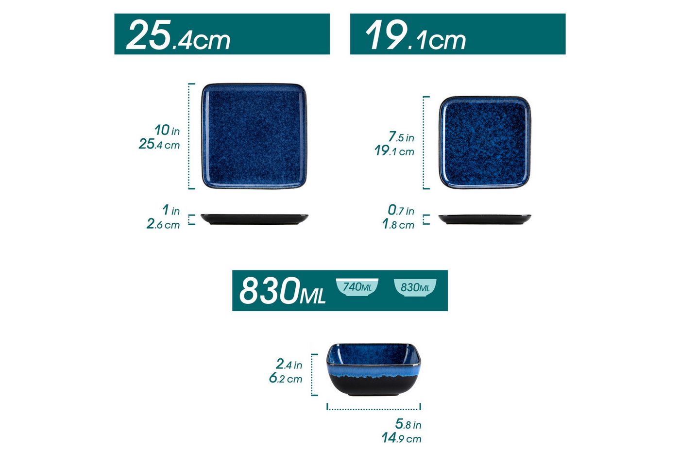 vancasso Geschirr-Set Kombiservice, für 4, Steingut, Reaktivglasur (12-tlg), 4 Personen, Steingut – Bild 2 von 5