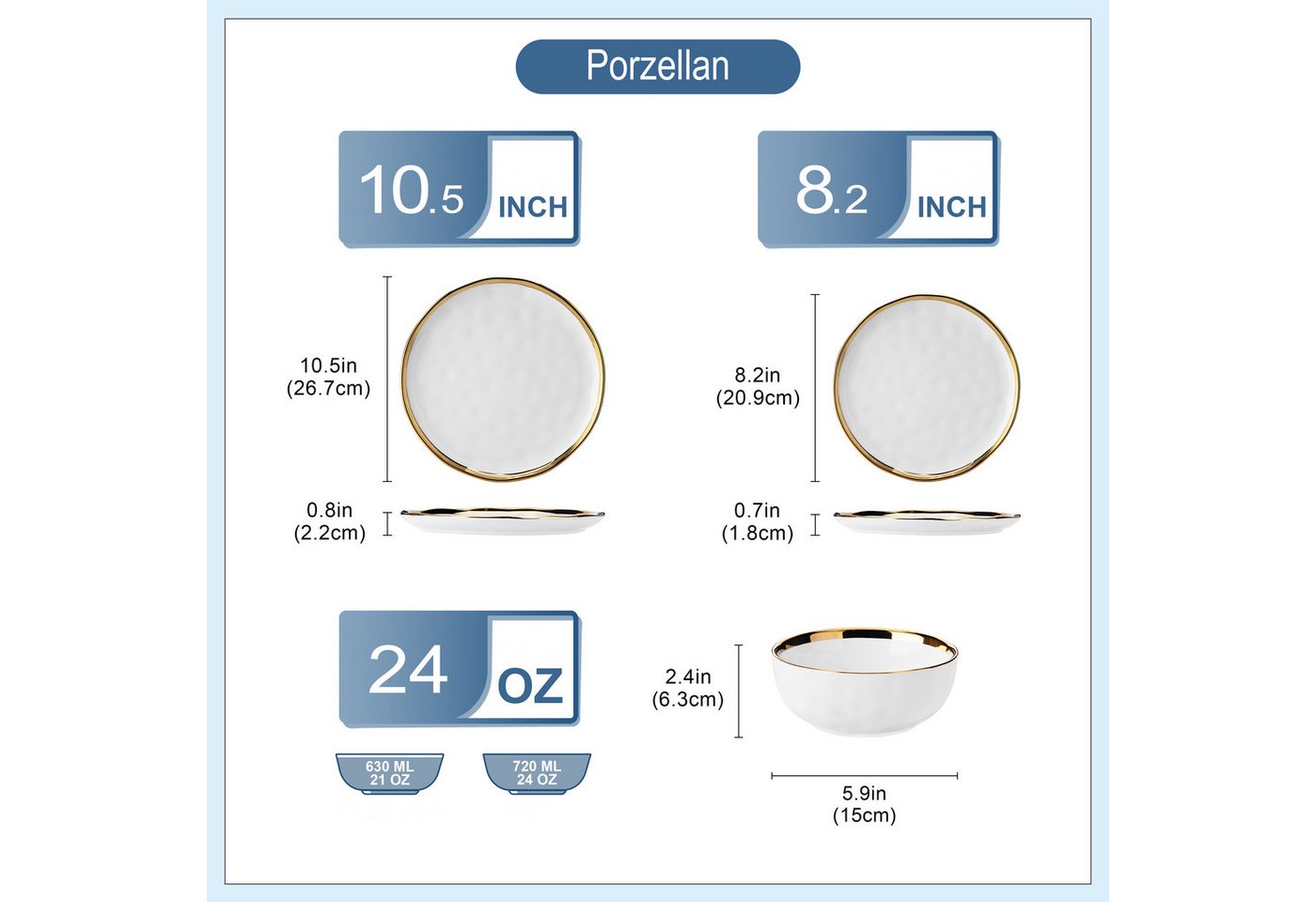 vancasso Geschirr-Set SWEET, Tafelservice für 4/6, Porzellan (12-tlg), 4 Personen, Porzellan – Bild 2 von 5
