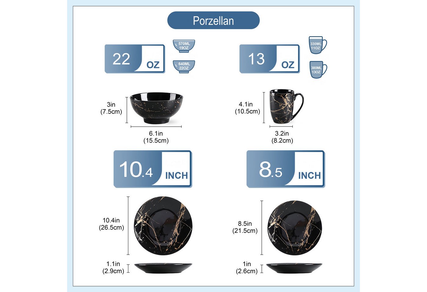 vancasso Geschirr-Set SWEET, Tafelservice für 4/6, Porzellan (16-tlg), 4 Personen, Porzellan – Bild 2 von 5
