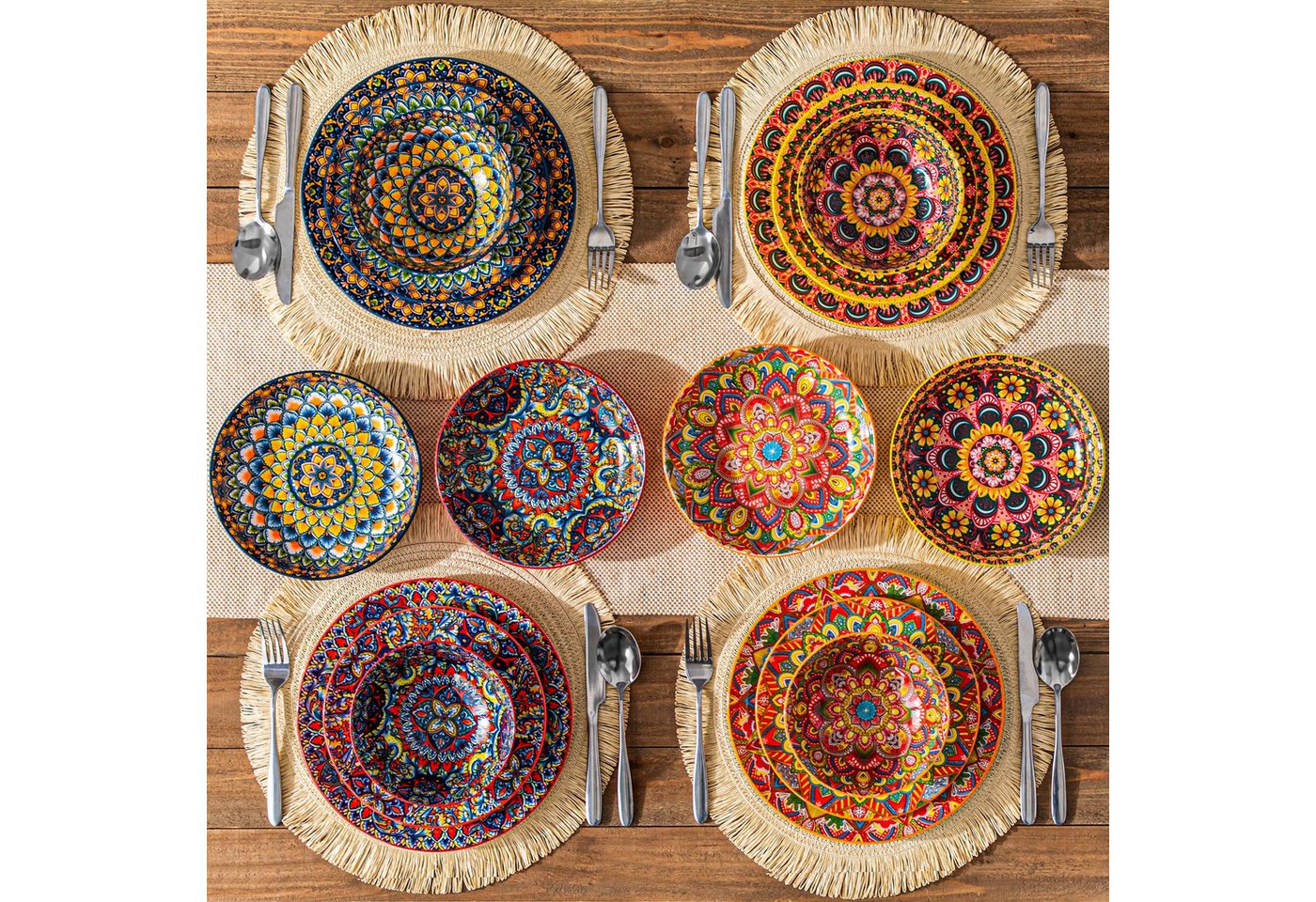 vancasso Geschirr-Set Tafelservice, Geschirr-Set LUMI für 6/4, Porzellan, BOHO-Stil (24-tlg), 6 Personen, Porzellan – Bild 4 von 5