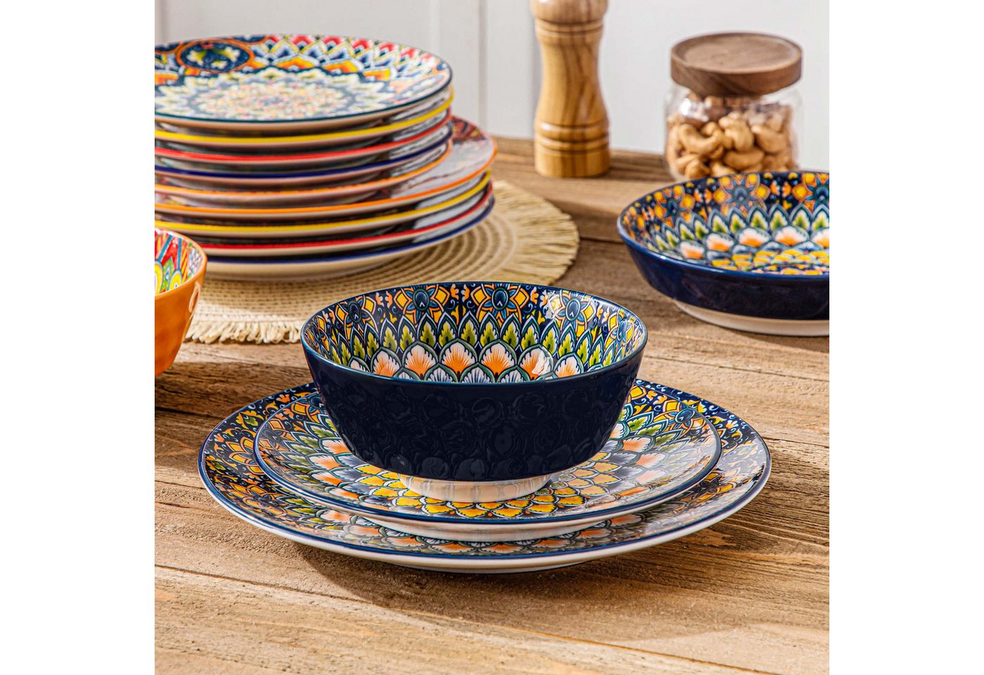 vancasso Geschirr-Set Tafelservice, Geschirr-Set LUMI für 6/4, Porzellan, BOHO-Stil (24-tlg), 6 Personen, Porzellan – Bild 5 von 5