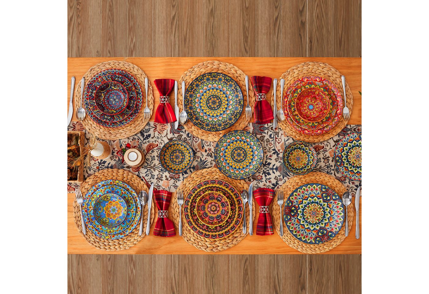 vancasso Geschirr-Set Tafelservice, Geschirr-Set LUMI für 6/4, Porzellan, BOHO-Stil (18-tlg), 6 Personen, Porzellan – Bild 3 von 5
