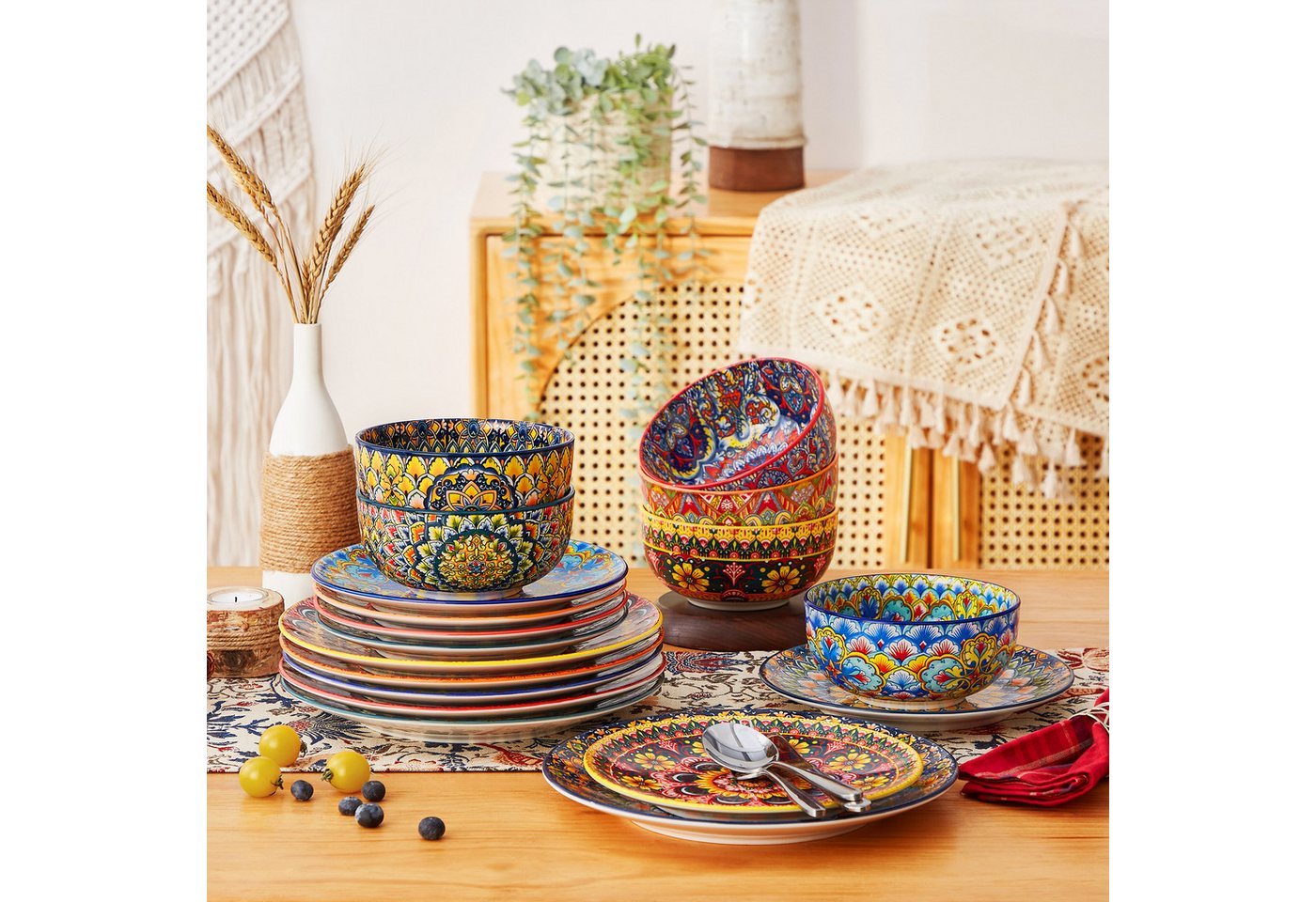 vancasso Geschirr-Set Tafelservice, Geschirr-Set LUMI für 6/4, Porzellan, BOHO-Stil (18-tlg), 6 Personen, Porzellan – Bild 4 von 5