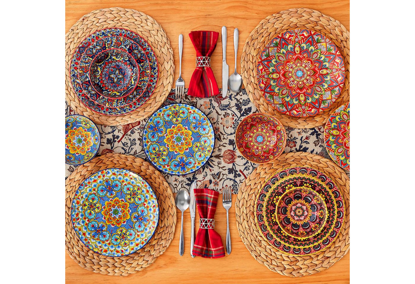 vancasso Geschirr-Set Tafelservice, Geschirr-Set LUMI für 6/4, Porzellan, BOHO-Stil (12-tlg), 4 Personen, Porzellan – Bild 3 von 5