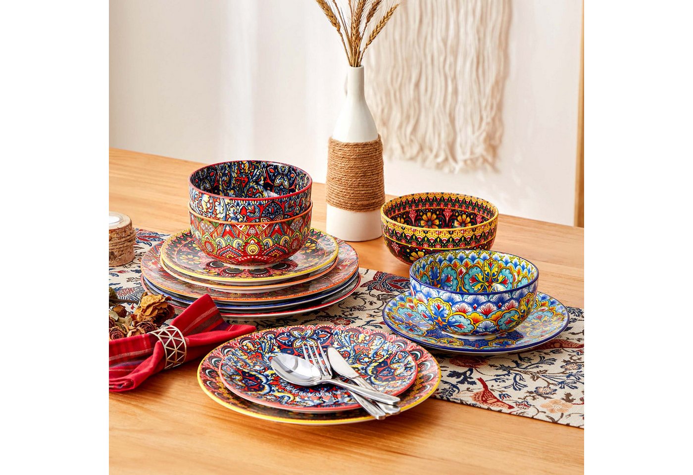vancasso Geschirr-Set Tafelservice, Geschirr-Set LUMI für 6/4, Porzellan, BOHO-Stil (12-tlg), 4 Personen, Porzellan – Bild 5 von 5