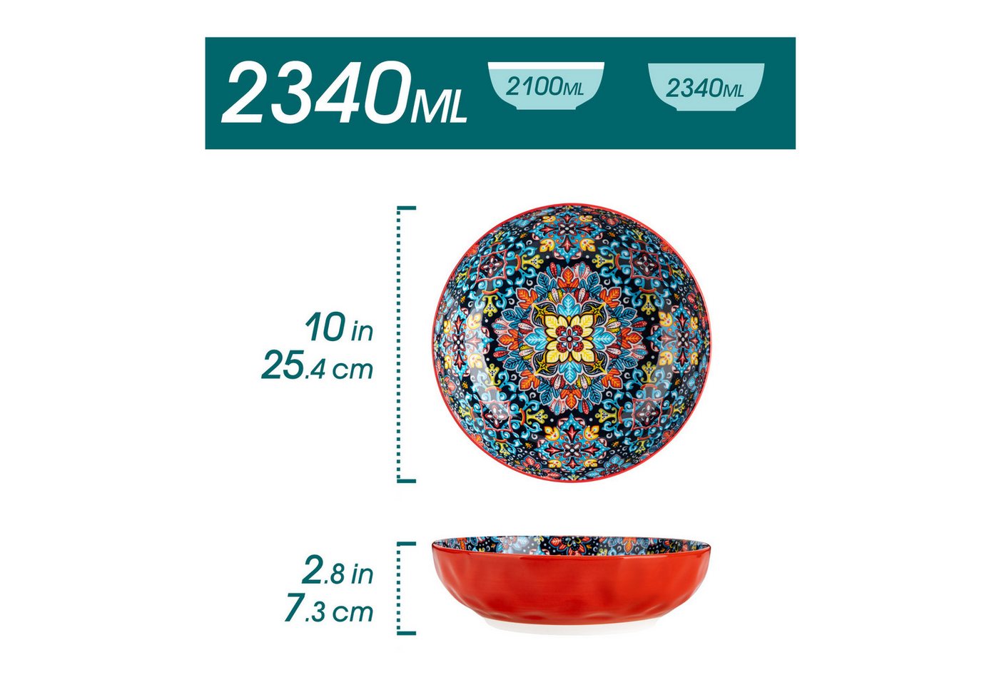 vancasso Pastateller Suppenschale, Salatschale für 2/6, Porzellan, BOHO-Stil, (2 St) – Bild 2 von 5