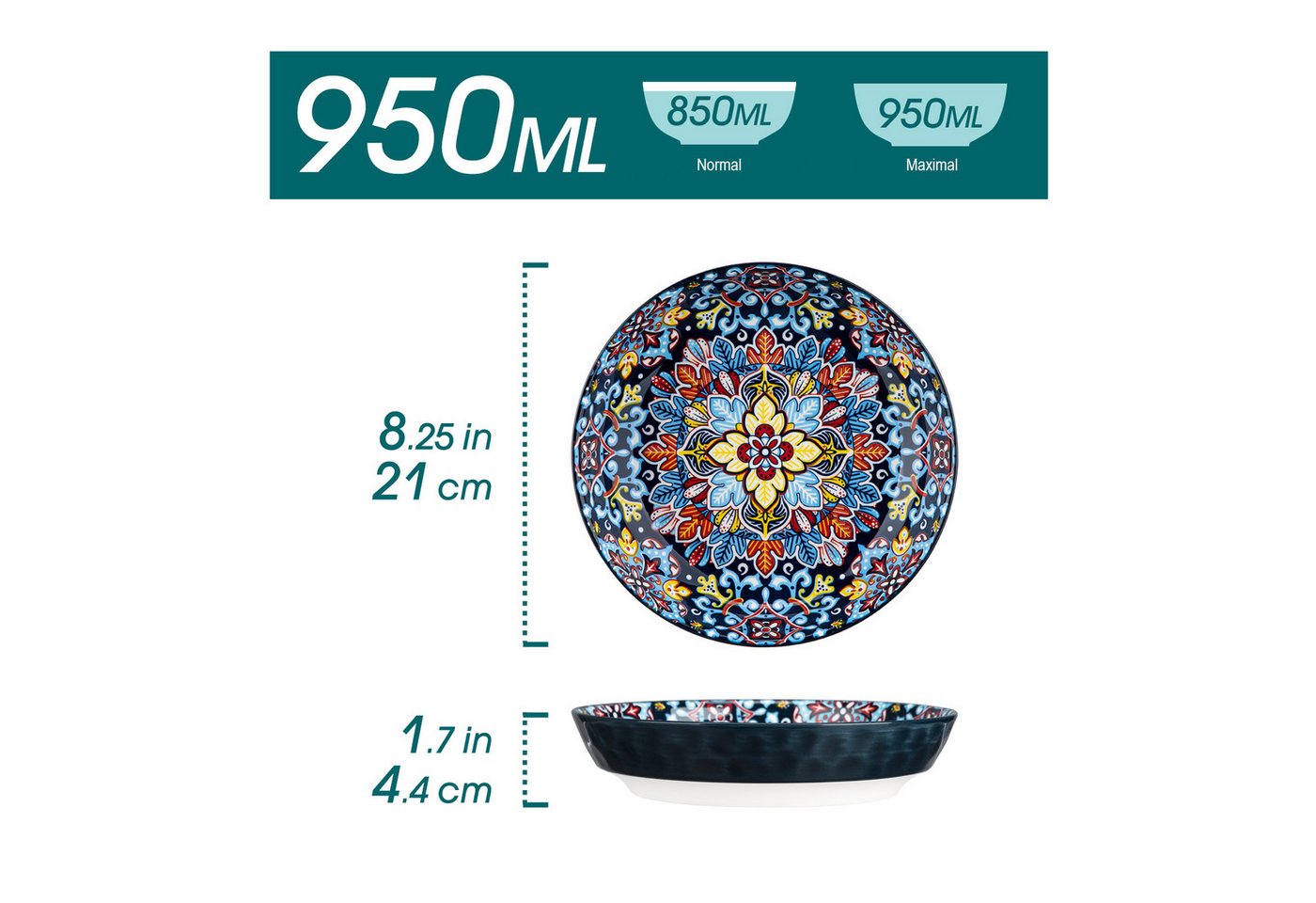vancasso Pastateller Suppenschale, Salatschale für 2/6, Porzellan, BOHO-Stil, (6 St) – Bild 2 von 5
