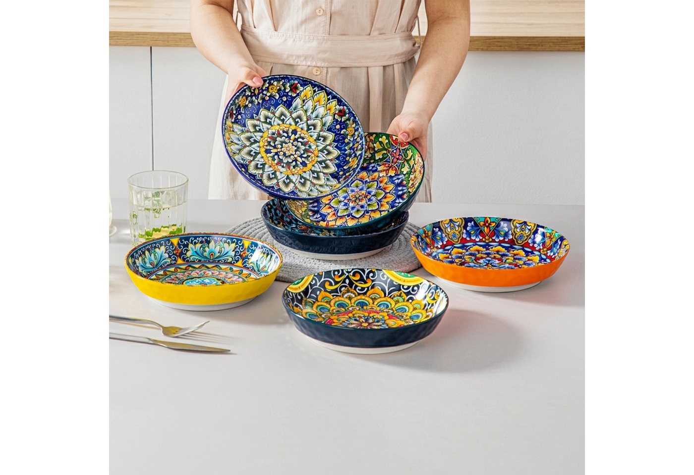 vancasso Pastateller Suppenschale, Salatschale für 2/6, Porzellan, BOHO-Stil, (6 St) – Bild 5 von 5