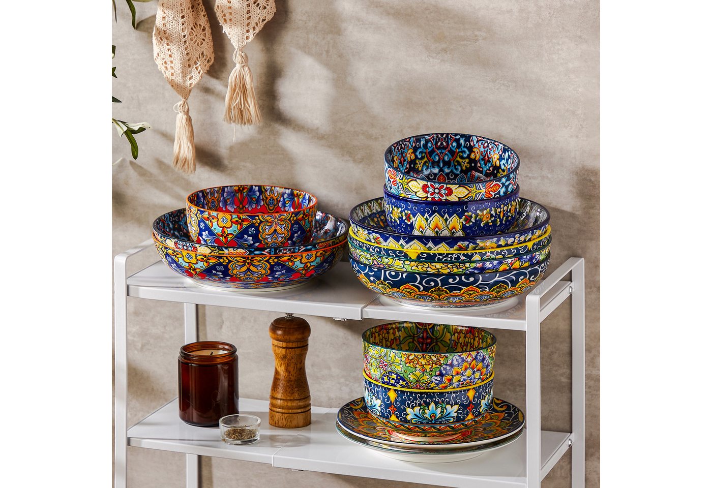 vancasso Pastateller Suppenschale, Salatschale für 2/6, Porzellan, BOHO-Stil, (6 St) – Bild 4 von 5