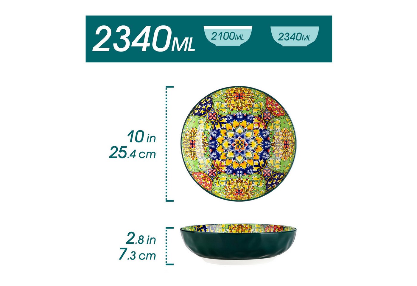 vancasso Pastateller Suppenschale, Salatschale für 2/6, Porzellan, BOHO-Stil, (2 St) – Bild 2 von 5