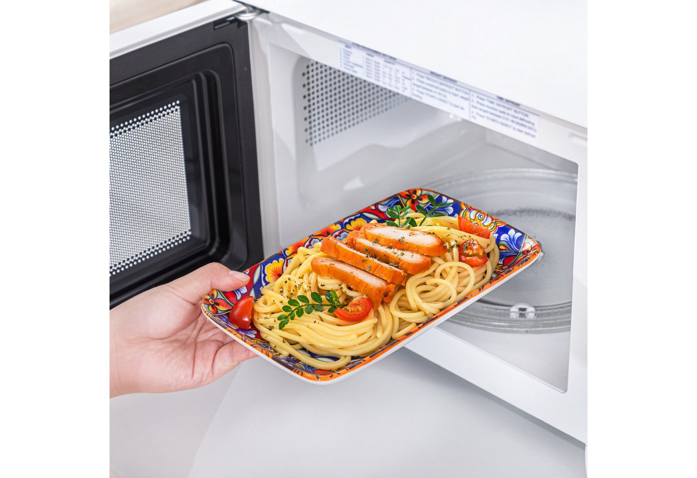 vancasso Sushiteller Sushi-Platte, Porzellan Servierteller, rechteckig, BOHO-Stil, (6 St) – Bild 4 von 5