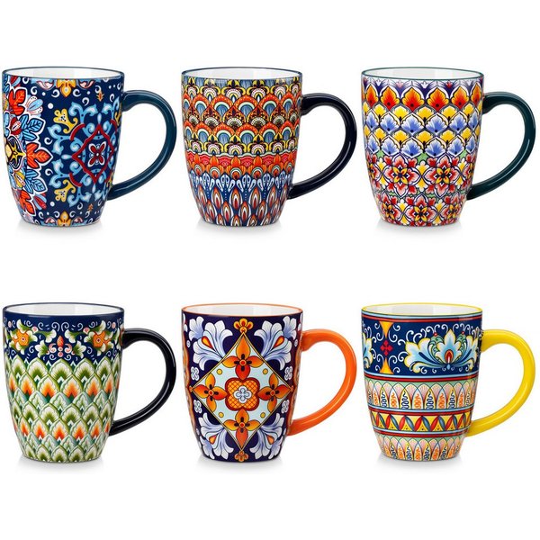 vancasso Tasse 6-tlg Tassen Set, Becher für 6, Porzellan, BOHO-Stil, 420ML, 6-tlg., Porzellan
