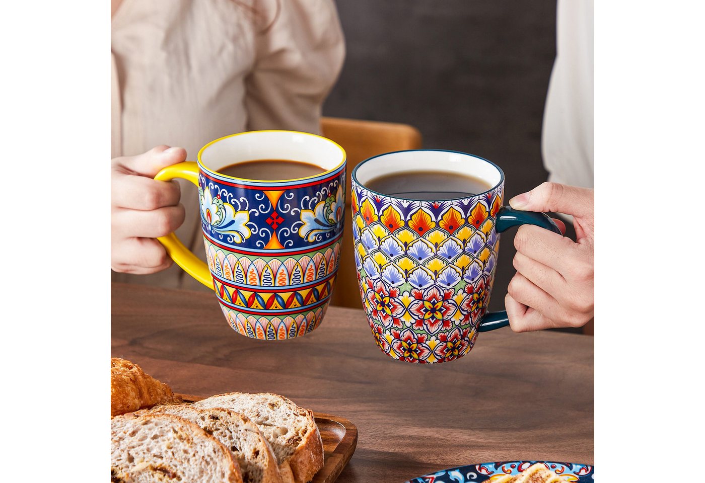 vancasso Tasse 6-tlg Tassen Set, Becher für 6, Porzellan, BOHO-Stil, 420ML, 6-tlg., Porzellan – Bild 5 von 5