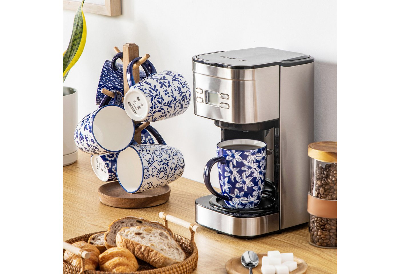 vancasso Tasse Tassen Set, Becher für 4/6, Porzellan, 420ml, Blau und Weiß, 6-tlg., Porzellan – Bild 4 von 5