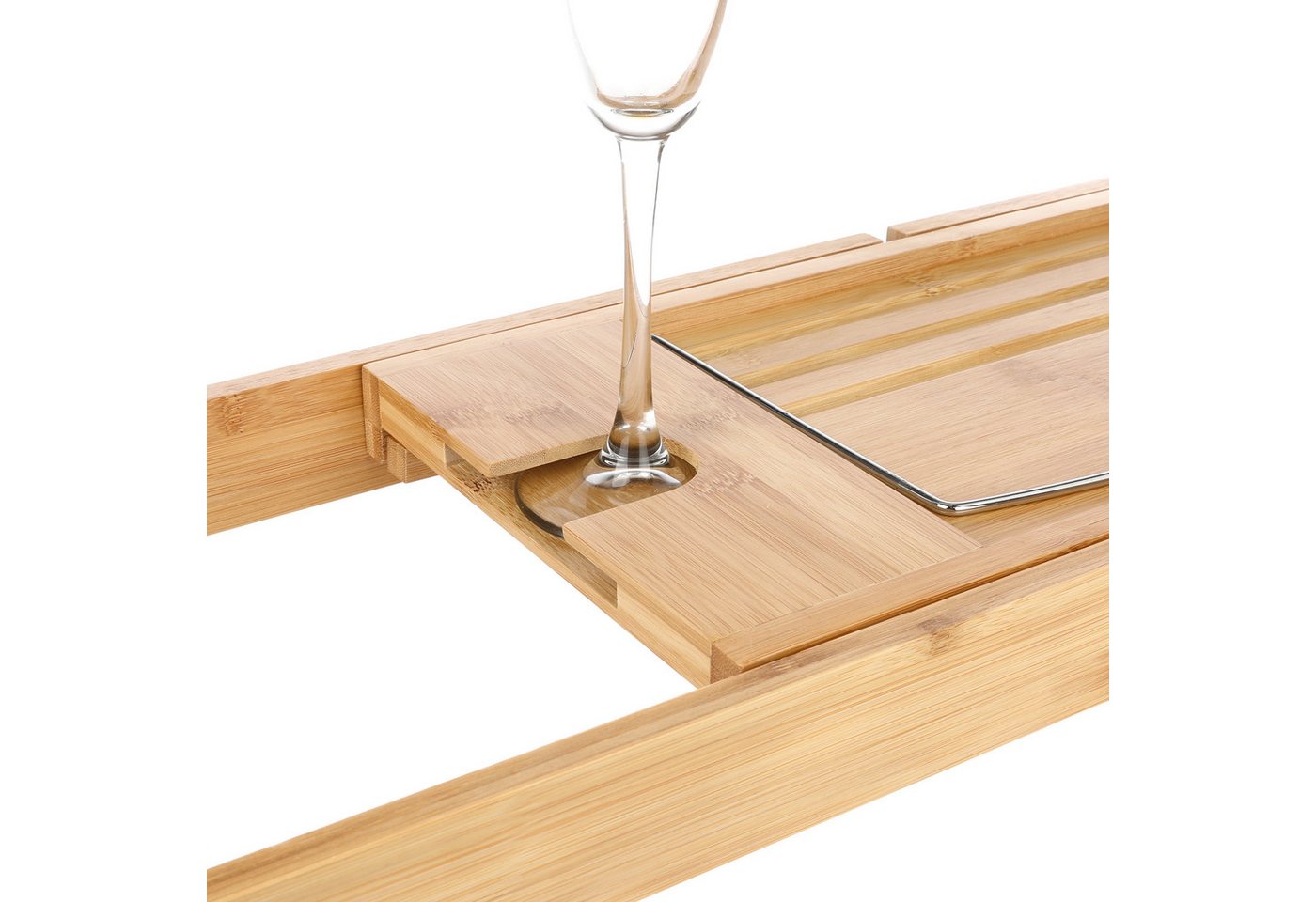 VanHenry Badewannenablage verstellbar, mit Getränkehalter und Ablage, 75 - 105 cm – Bild 3 von 5