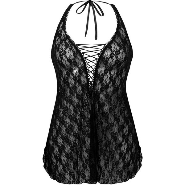 Vanilla night&day Negligé (Set, 1-tlg., 1-teilig) Damen Spitzen-Hemdchen Blumenmuster Neckholder