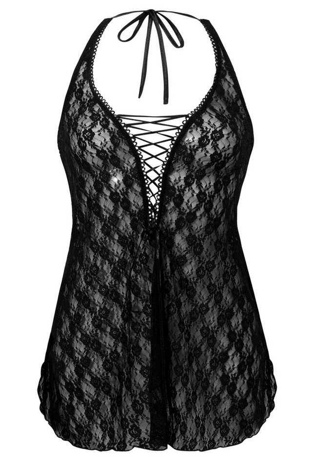 Vanilla night&day Negligé (Set, 1-tlg., 1-teilig) Damen Spitzen-Hemdchen Blumenmuster Neckholder – Bild 2 von 5