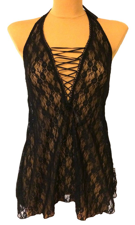 Vanilla night&day Negligé (Set, 1-tlg., 1-teilig) Damen Spitzen-Hemdchen Blumenmuster Neckholder – Bild 3 von 5