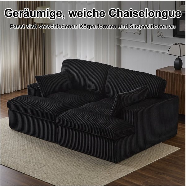 Vankel Big-Sofa Schlafsofa 2-Sitzer Couch mit Bettfunktion und weichem Cordstoff, Bequemes Sofa für kleine Räume mit weichem Cord und Gästefunktion