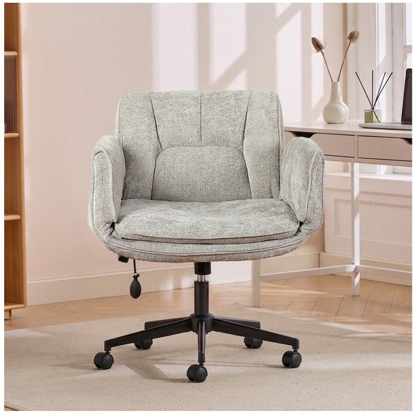 Vankel Bürostuhl Ergonomischer Schreibtischstuhl mit breitem Sitz & Lordosenstütze, Ergonomischer Drehstuhl mit breitem Sitz für Büro und Homeoffice