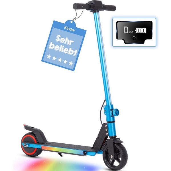 Vankel Cityroller Kinderroller ab 6 jahren, 10km, mit LED Leuchten, klappbar, Tretroller, 150 W, 14 km/h, (EBS+Fußbremse, bis 80kg, klappbare Aluminiumrahmen), 