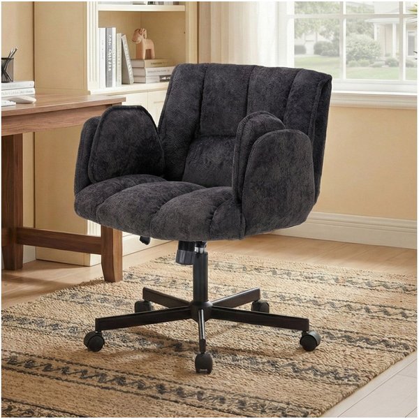 Vankel Drehstuhl Ergonomischer Bürostuhl mit Air-Lordosenstütze und Rollen, Mit breitem Sitz, klappbaren Armlehnen und weicher Polsterung