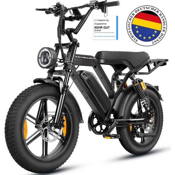 Vankel E-Bike E7-2.0 Elektrofahrrad 20” x 4 Damen u. Herren Pedelec 720Wh Max.108KM, Kettenschaltung, Heckmotor, 720 Wh, Pedelec, Elektrofahrrad E-Mountainbike 