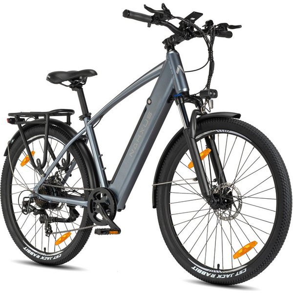 Vankel E-Bike Trekkingrad 27,5 Zoll Trekkingrad für Damen und Herren, 7 Gang, 450Wh max.70Km, 7 Gang Schimano Schaltwerk, Kettenschaltung, Heckmotor, 450 Wh, Ci