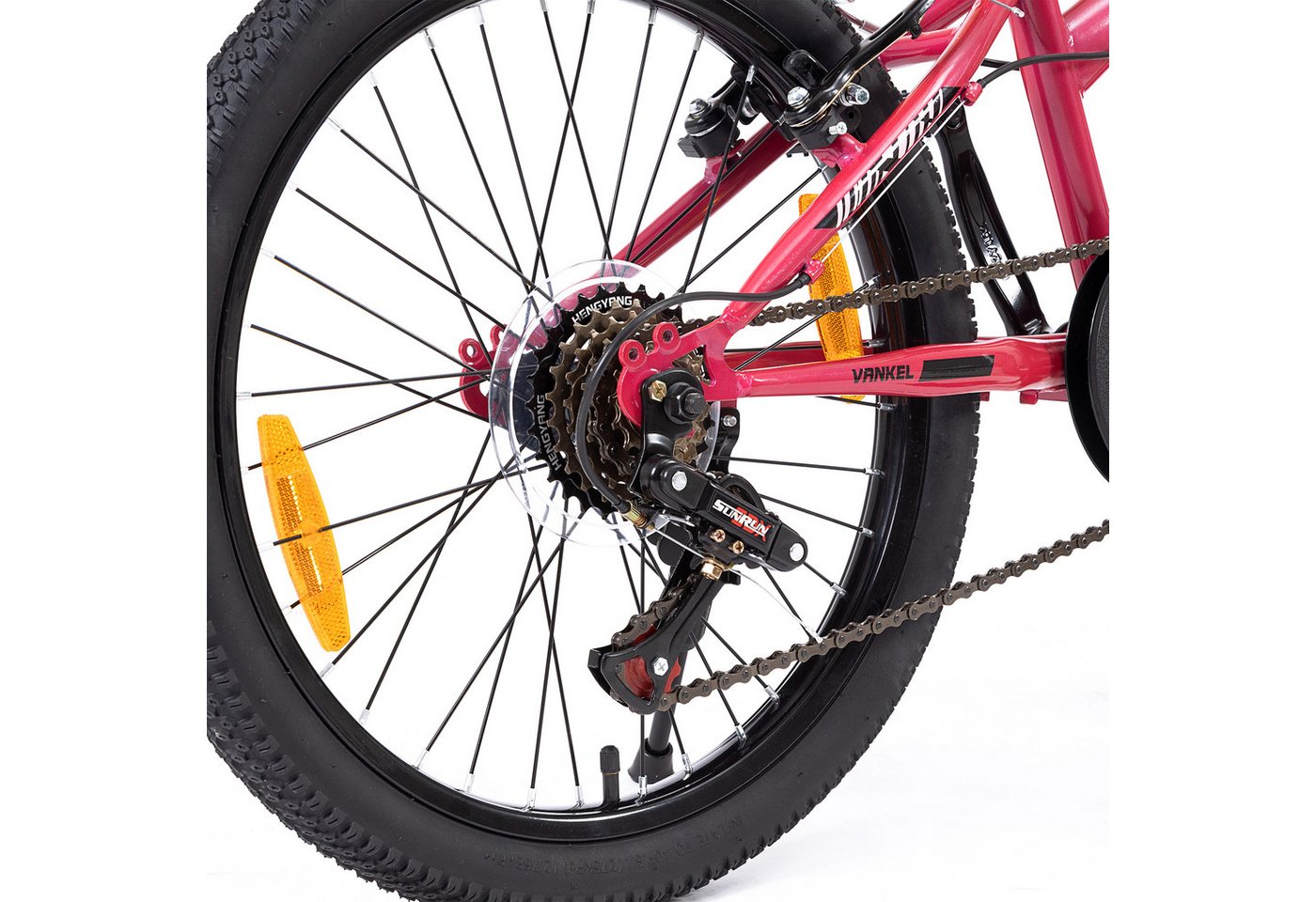 Vankel Kinderfahrrad 20 Zoll, mountainbike, ab 6 Jahren, Kinder jungen mädchen, 6 Gang, Kettenschaltung, Mädchen Jungen Fahrrad mit V-Bremse, sportliches Design – Bild 3 von 5