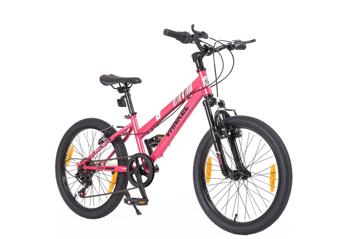 Vankel Kinderfahrrad 20 Zoll, Mountainbike, mit Federgabel und V-Brakes, 6 Gang RD-HG-04 Schaltwerk, Kettenschaltung, Drehgriffschaltung, Reflektoren und Seiten – Bild 2 von 5
