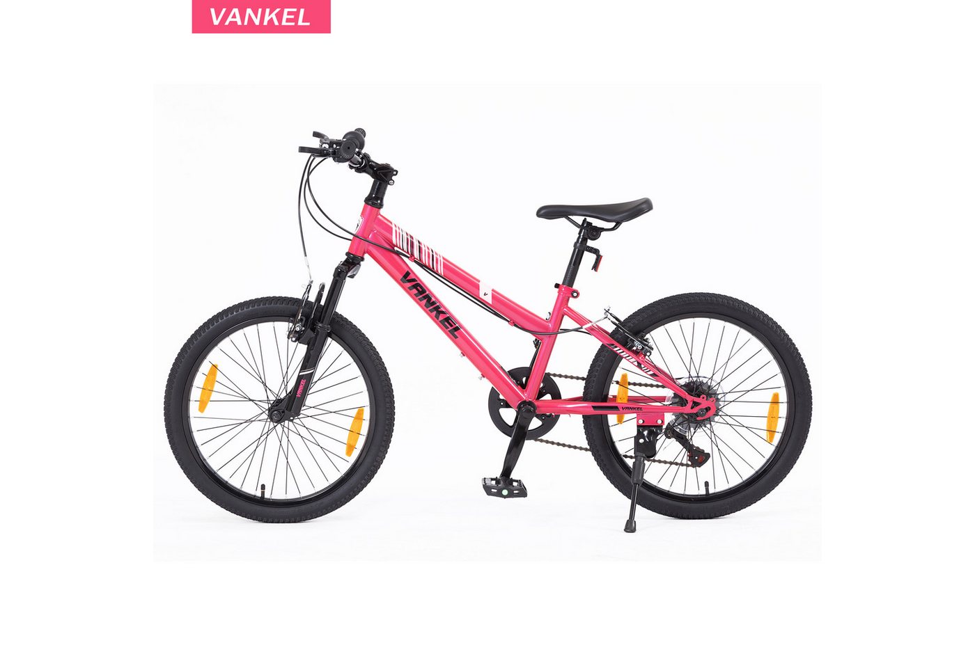 Vankel Kinderfahrrad 20 Zoll, Mountainbike, mit Federgabel und V-Brakes, 6 Gang RD-HG-04 Schaltwerk, Kettenschaltung, Drehgriffschaltung, Reflektoren und Seiten – Bild 3 von 5