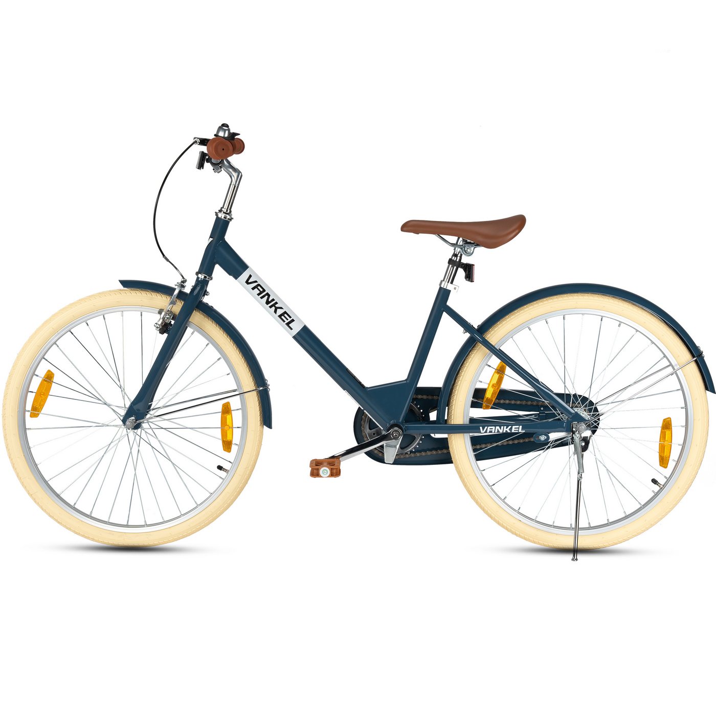 Vankel Kinderfahrrad 24 Zoll, Rücktrittbremse, tiefer Einstieg, Blau, 1 Gang, Ab 8 Jahren, 130-155 cm, Schutzbleche, Reflektoren – Bild 2 von 5