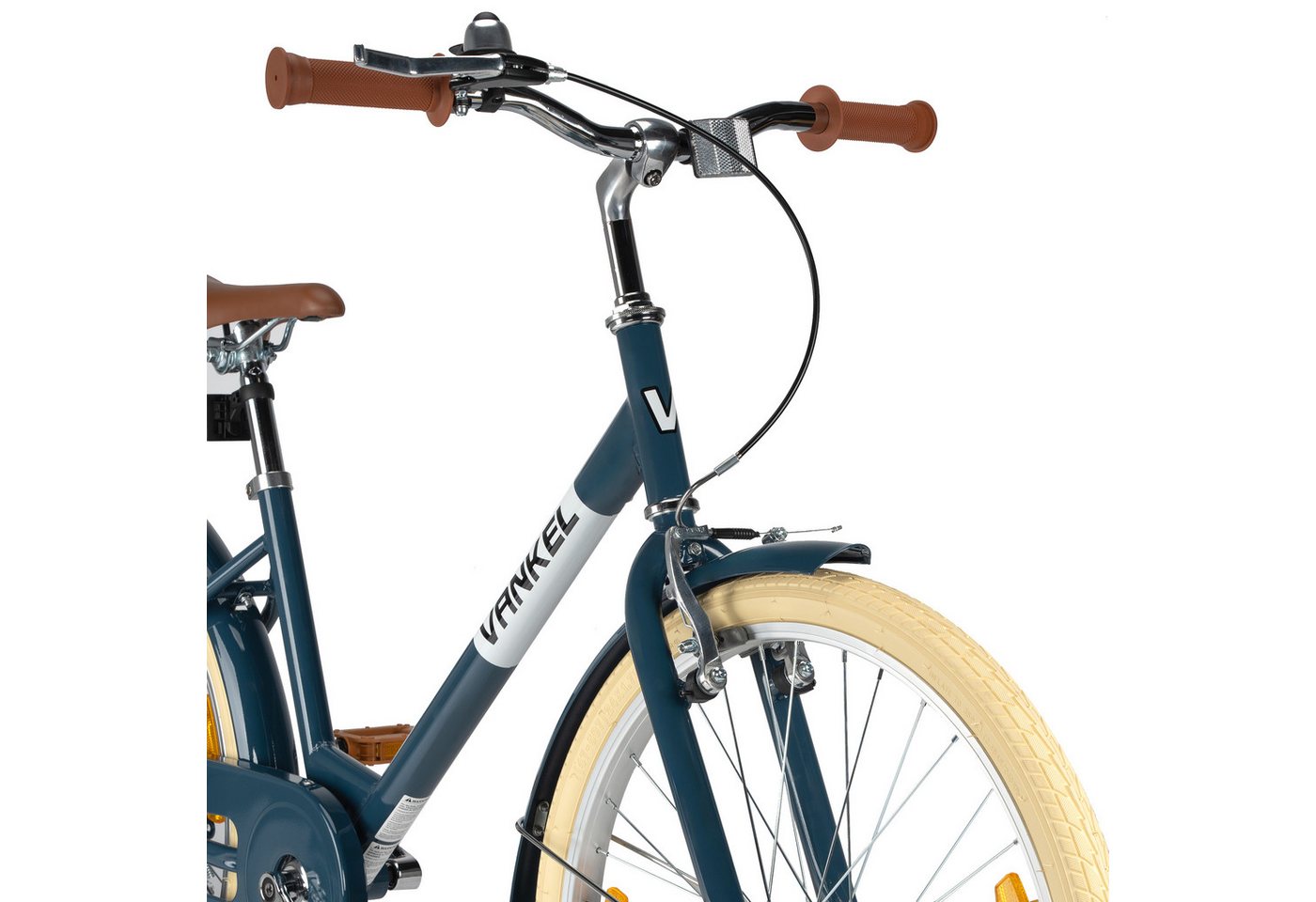 Vankel Kinderfahrrad 24 Zoll, Rücktrittbremse, tiefer Einstieg, Blau, 1 Gang, Ab 8 Jahren, 130-155 cm, Schutzbleche, Reflektoren – Bild 4 von 5